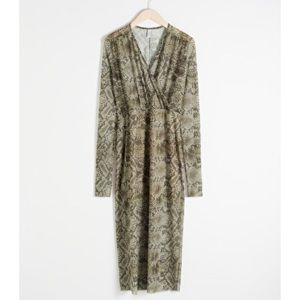 & other stories Snake Print Mesh Midi Dress